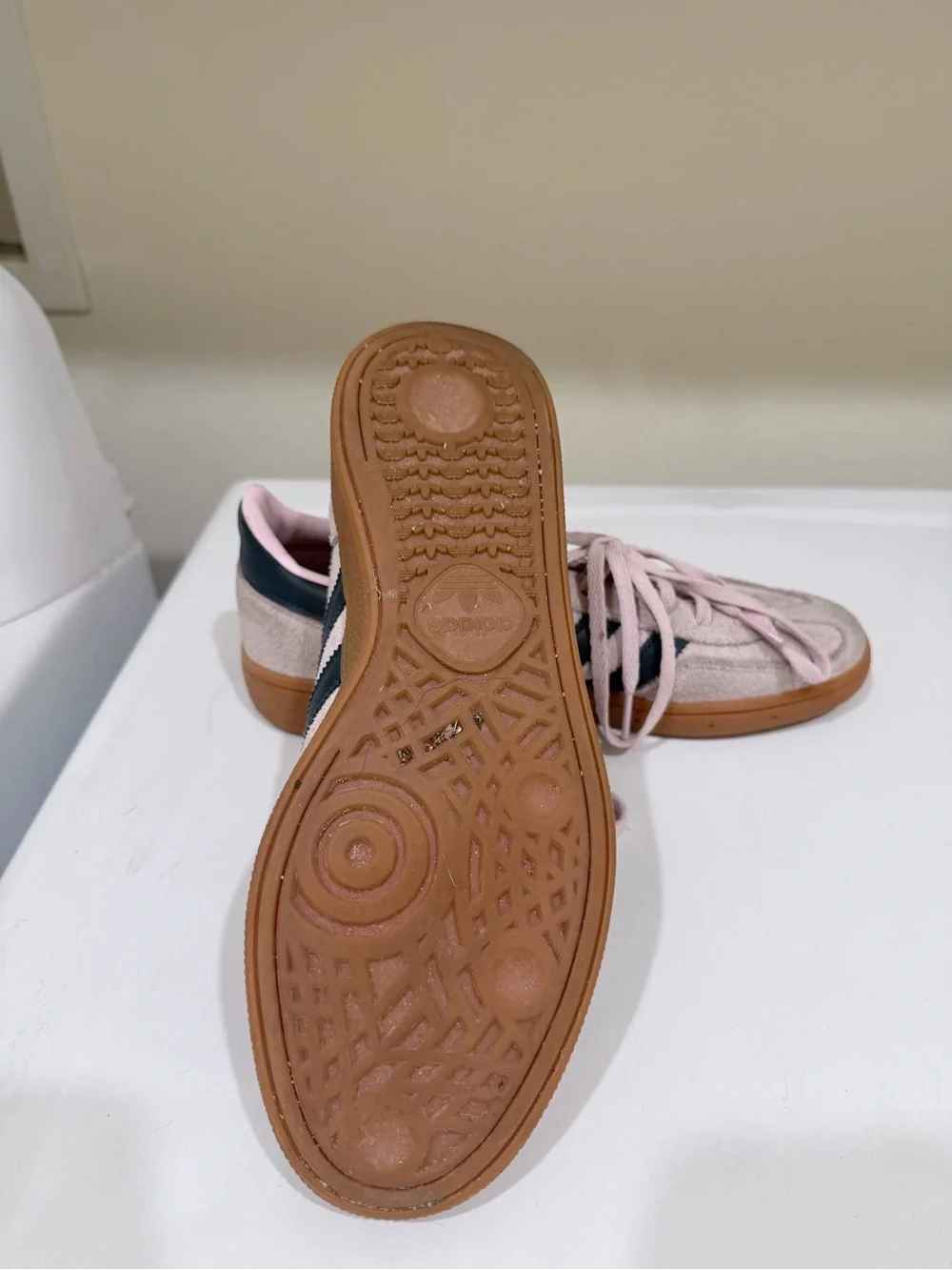 adidas Women Pink and Black Suede Low-Top Sneakers